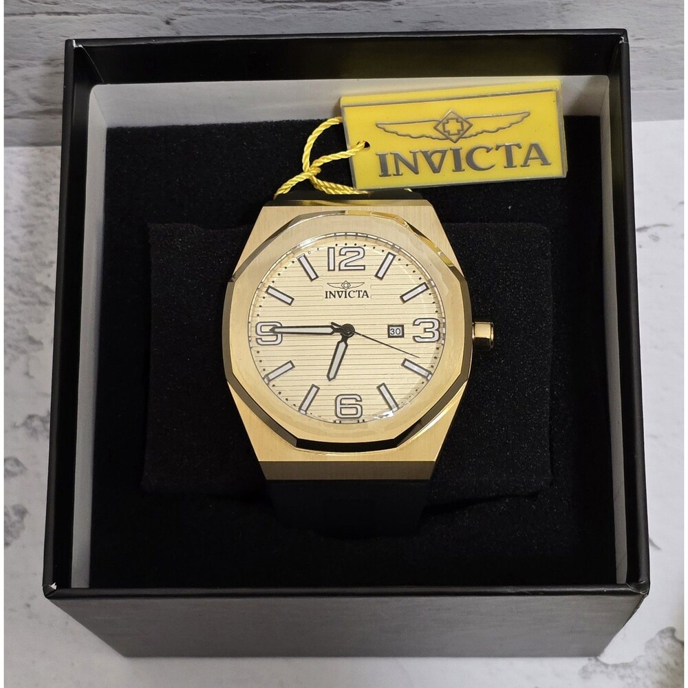 Invicta Huracan Men's Watch 48mm Black Strap Gold Case 45775 Brand New